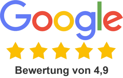 Logo von Google mit Sterne Bewertung